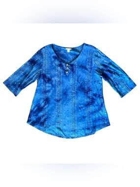 Blue Tie-Dye Flowy Top